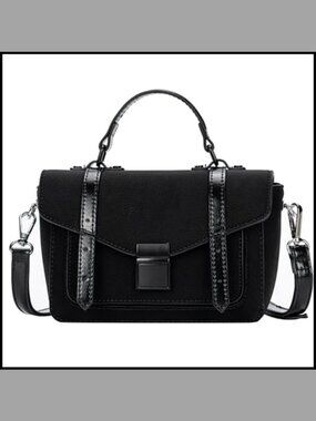 Small Vegan Leather Top-Handle Satchel Crossbody Mini Handbag for Work